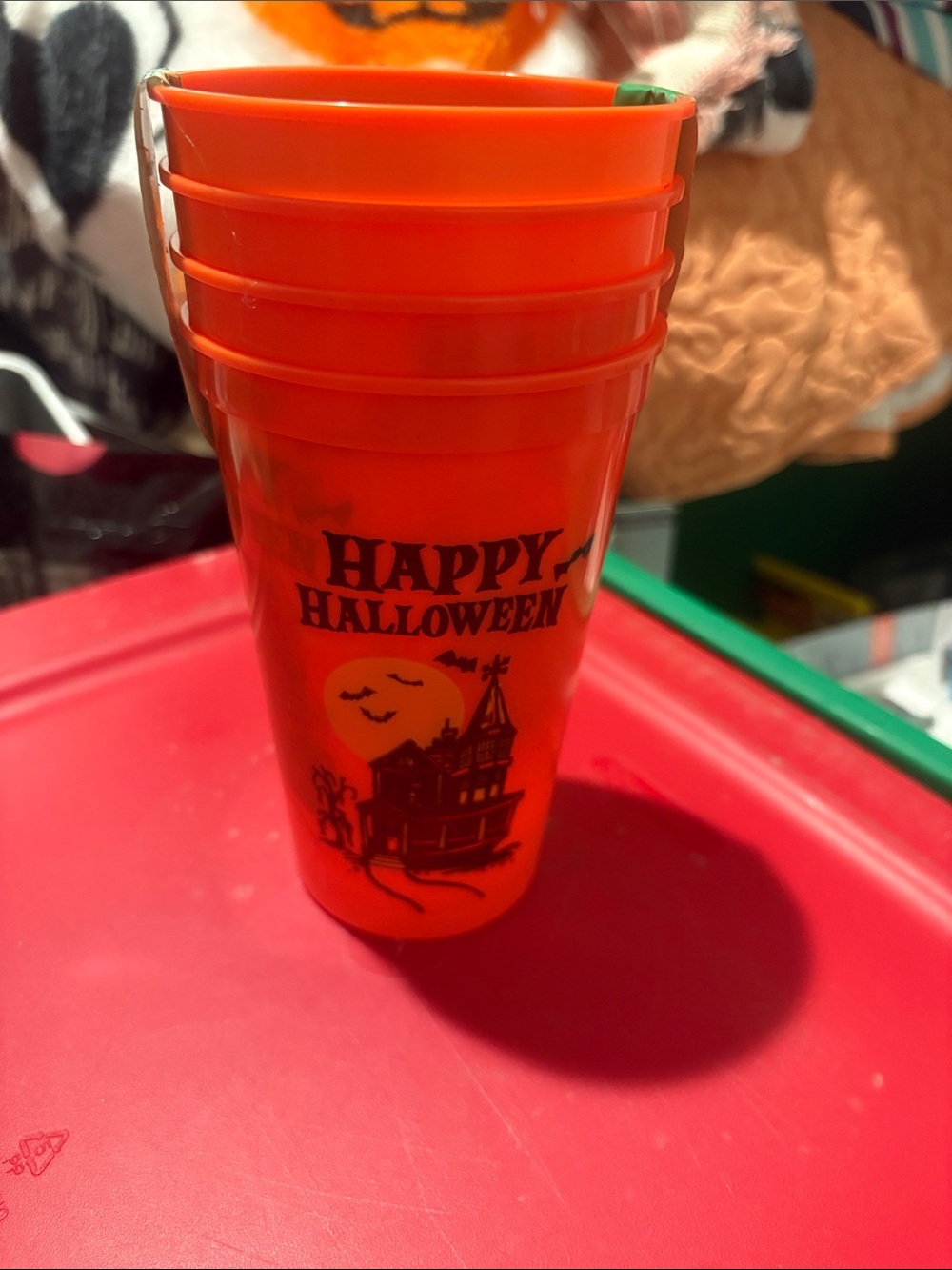 Happy Halloween Orange Party Cups - Halloween Themed Disposable Cups